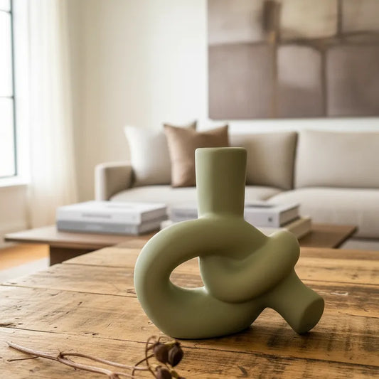 Florero nudo cerámica Verde Florero Frank Home Chile