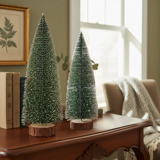 Set 2 Mini Árboles de Navidad 27cm y 21cm - Decoración Festiva Premium Adorno Frank Home Chile