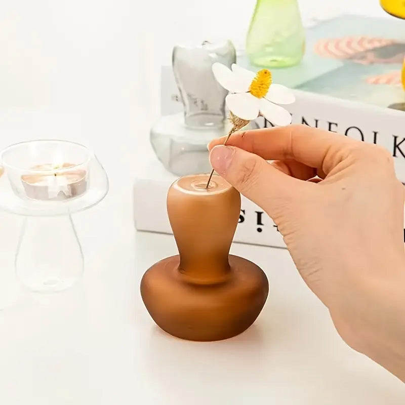 Portavela Tealight Mushroom Vidrio 7.5cm - Diseño Encantador Candelabro Frank Home Chile