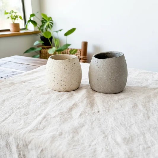 Porta Macetero Cerámica Textura Cemento Industrial Porta Macetero Frank Home Chile