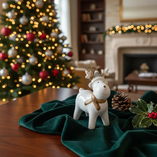 Reno Cerámica Navidad 13cm - Adorno Festivo Minimalista Adorno Frank Home Chile