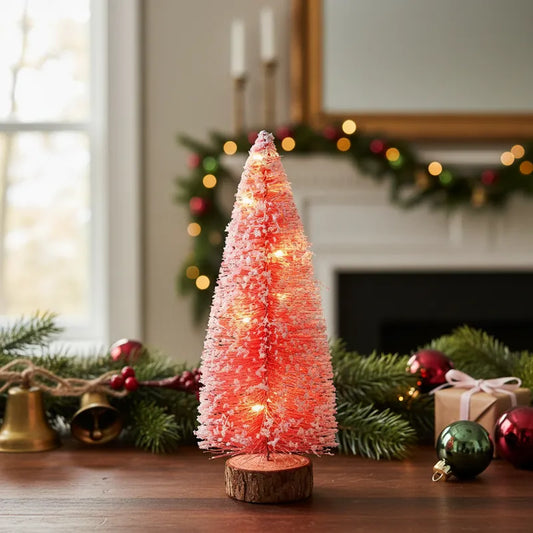 Mini Árbol Navidad Verde o Rojo con luz 20 cm Rojo Adorno Frank Home Chile