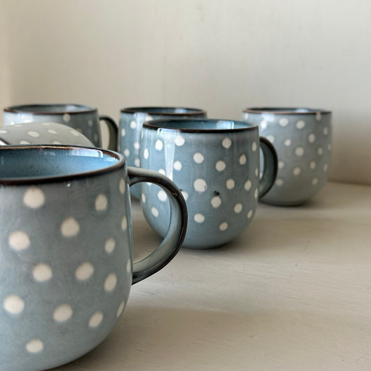 Set 6 Tazones Cerámica Celeste Lunares 350ml - Destonalizado Chic Tazon Frank Home Chile