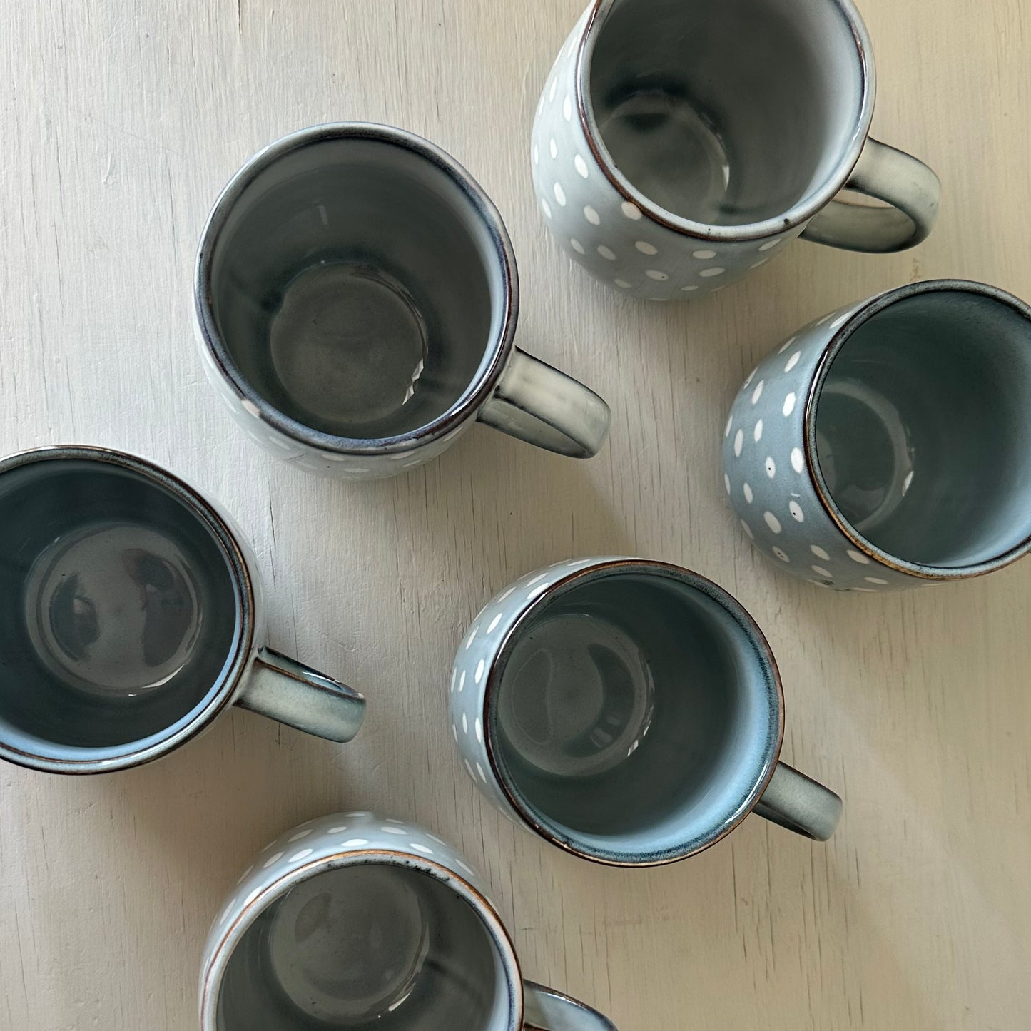 Set 6 Tazones Cerámica Celeste Lunares 350ml - Destonalizado Chic Tazon Frank Home Chile