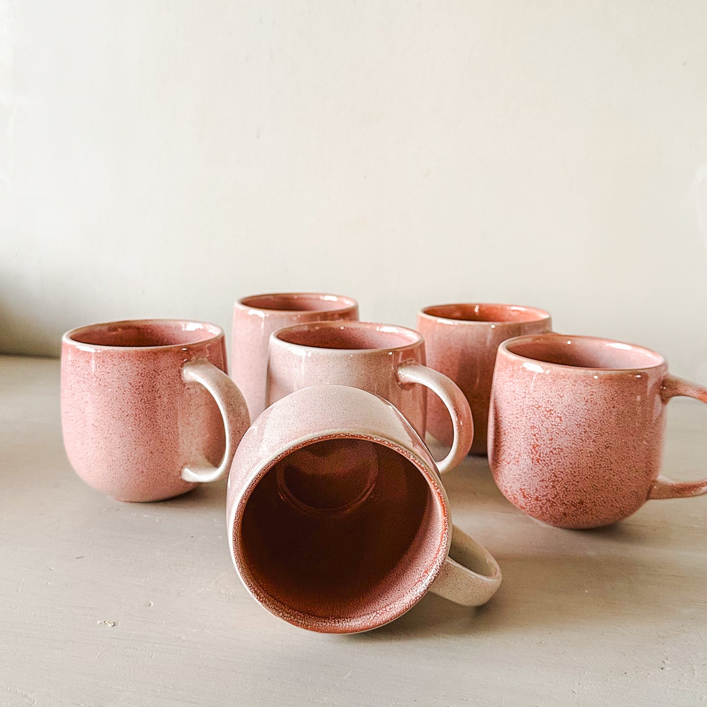 Set 6 tazones cerámica rosa destonalizados 350 ml Tazon Frank Home Chile