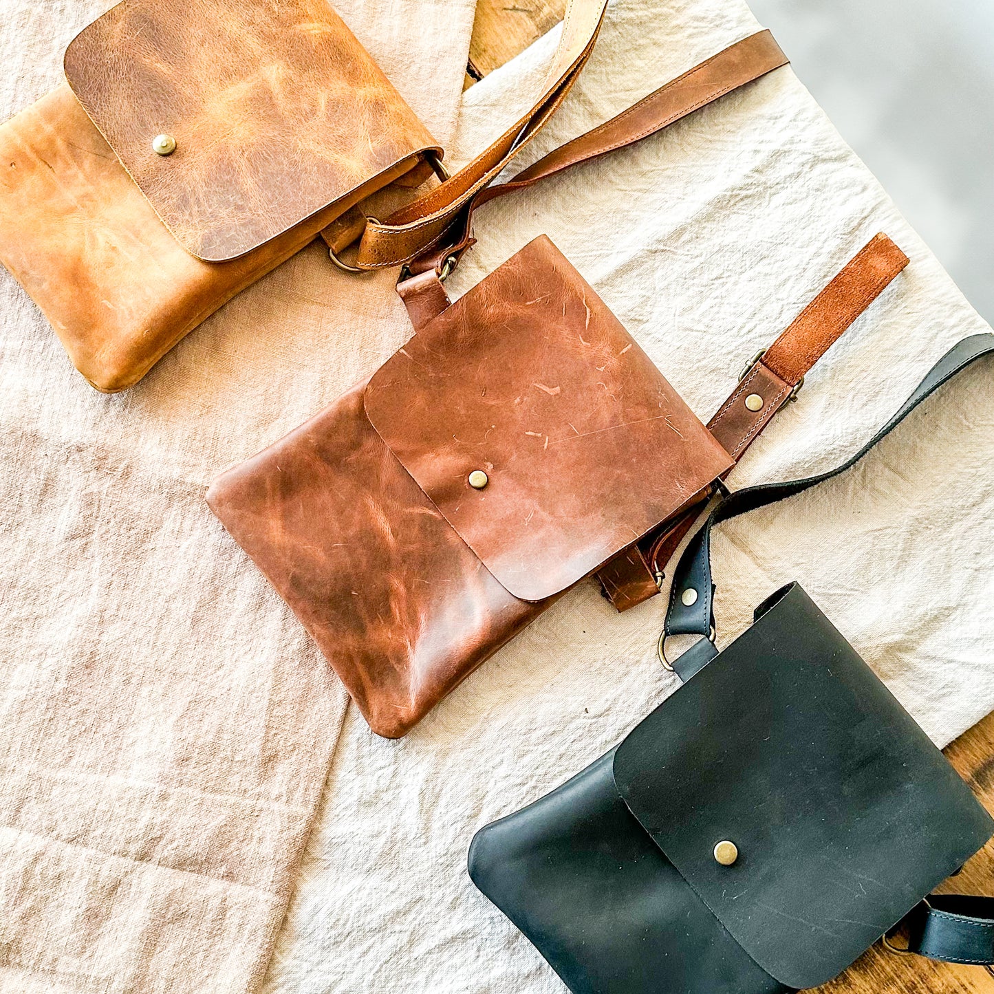 Bandolera Solapa Cuero Bolso Frank Home Chile