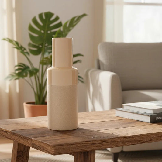 Florero Tubo Bicolor Cerámica 31 cm - Diseño Minimalista Contemporáneo Florero Frank Home Chile