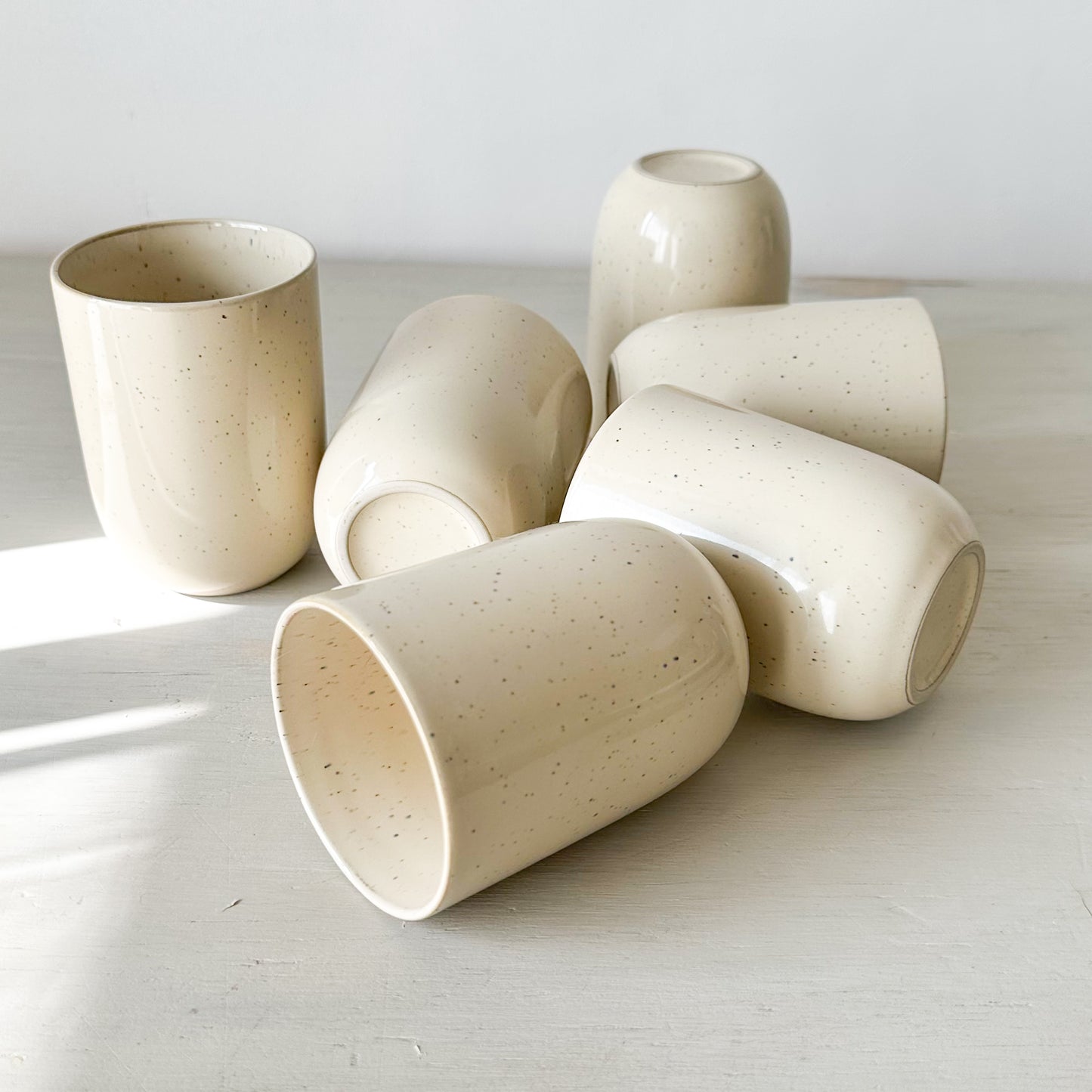 Set 6 vasos cerámica beige