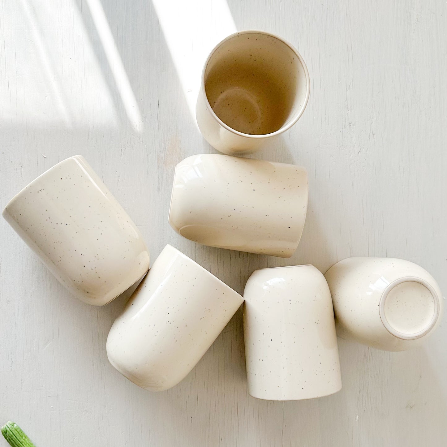 Set 6 vasos cerámica beige