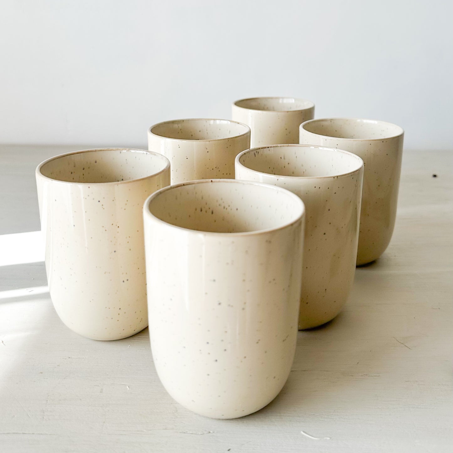 Set 6 vasos cerámica beige