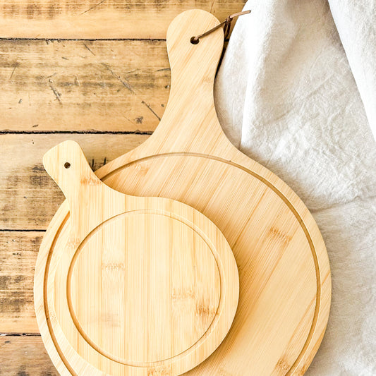Set tablas redondas bambú