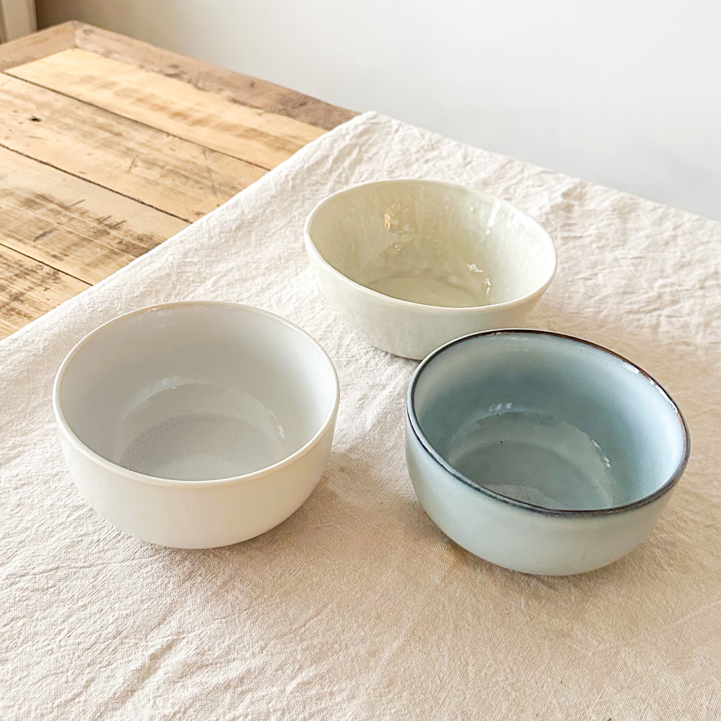 Set 3 Bowls Cerámica Celeste Pastel 15.7cm - Apto Microondas Bowl Frank Home Chile