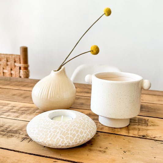 Set Porta Vela Porta Macetero Mini Florero
