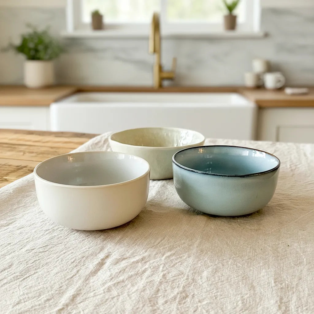 Set 3 Bowls Cerámica Celeste Pastel 15.7cm - Apto Microondas Bowl Frank Home Chile