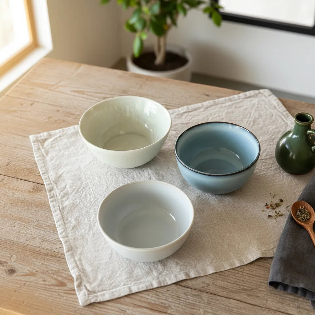 Set 3 Bowls Cerámica Celeste Pastel 15.7cm - Apto Microondas Bowl Frank Home Chile