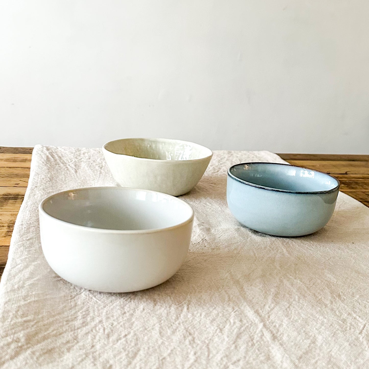 Set 3 Bowls Cerámica Celeste Pastel 15.7cm - Apto Microondas Bowl Frank Home Chile