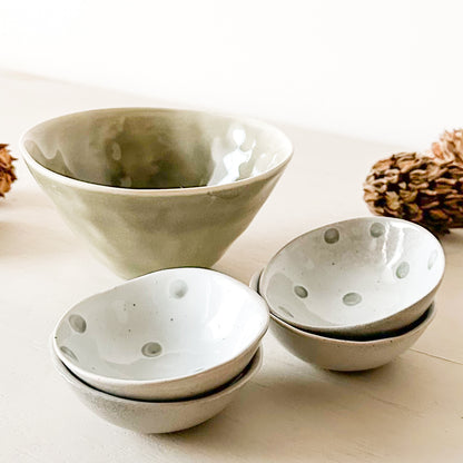 Pack bowl y pocillos cerámica destonalizada 5 unidades