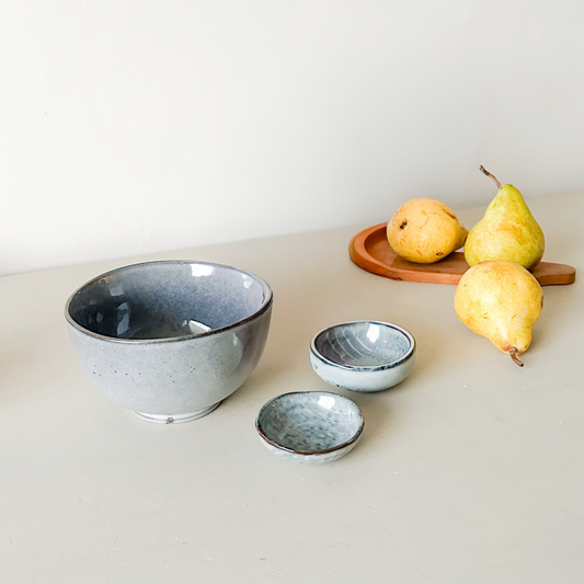 Pack bowl y pocillos cerámica rústicos 3 unidades