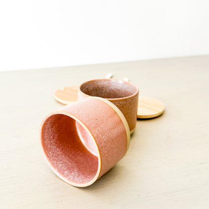 Frasco rosa cerámica con cuchara