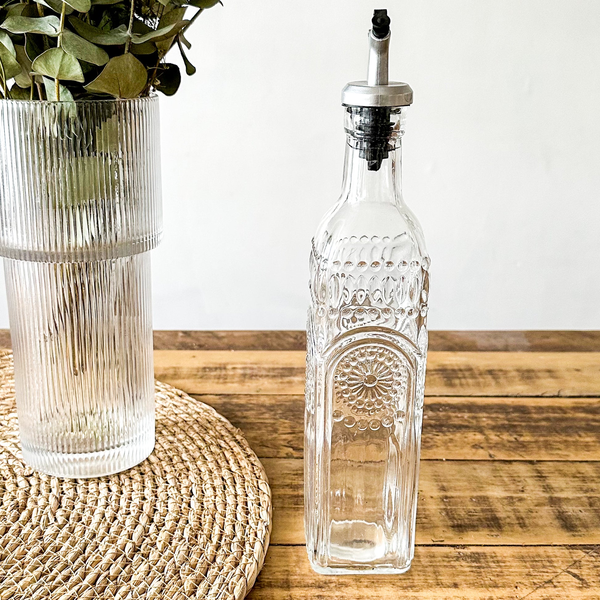 Dispensador Aderezos Vidrio Tallado 30cm Aceitero Frank Home Chile