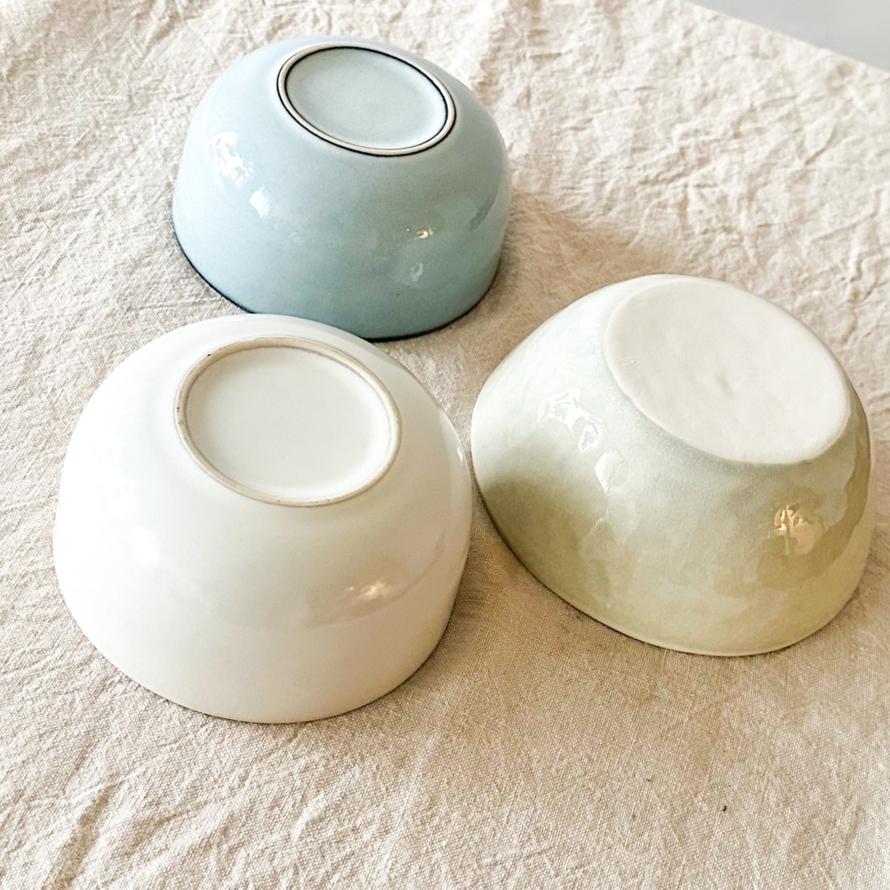 Set 3 Bowls Cerámica Celeste Pastel 15.7cm - Apto Microondas Bowl Frank Home Chile