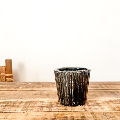 Porta Macetero Cerámica Esmaltada Negro 14cm | Frank Home Porta Macetero Frank Home Chile