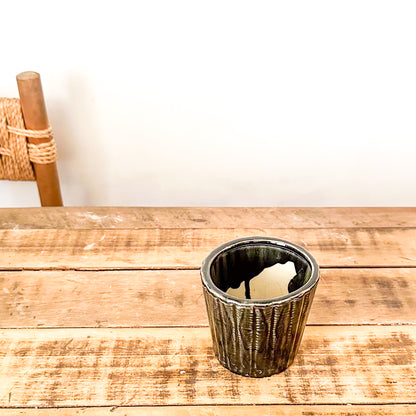 Porta Macetero Cerámica Esmaltada Negro 14cm | Frank Home Porta Macetero Frank Home Chile