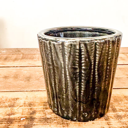 Porta Macetero Cerámica Esmaltada Negro 14cm | Frank Home Porta Macetero Frank Home Chile