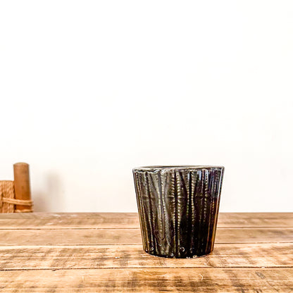 Porta Macetero Cerámica Esmaltada Negro 14cm | Frank Home Porta Macetero Frank Home Chile