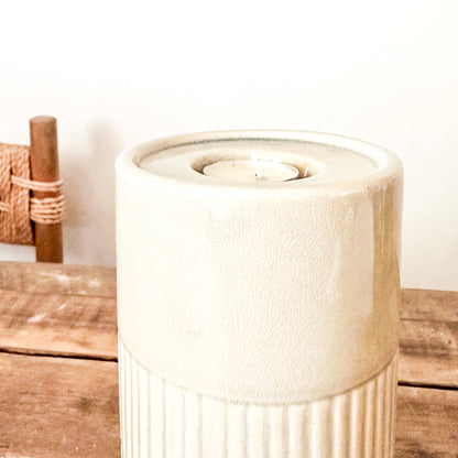 Porta Vela Cerámica Esmaltada 20.5cm Artesanal | Frank Home Porta Vela Frank Home Chile