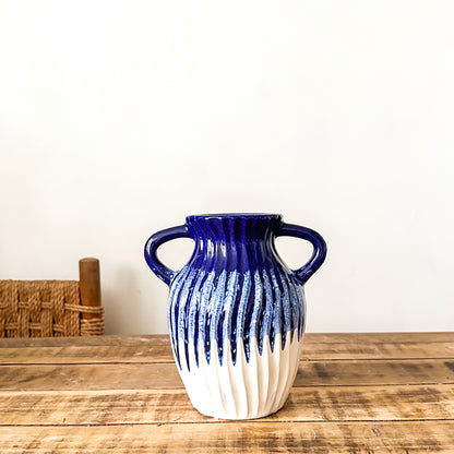 Vasija Azul Cerámica Esmaltada 20cm Artesanal | Frank Home Florero Frank Home Chile