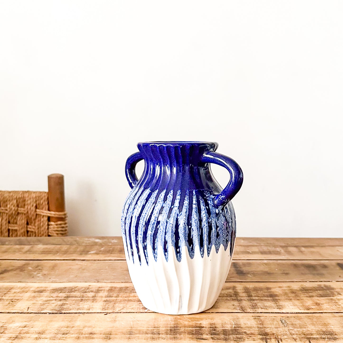 Vasija Azul Cerámica Esmaltada 20cm Artesanal | Frank Home Florero Frank Home Chile