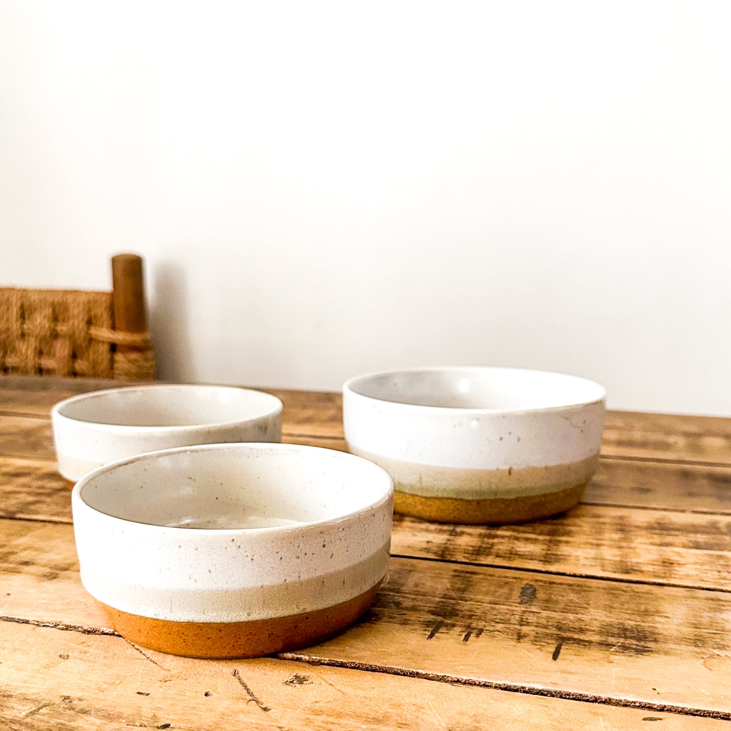 Set 3 Bowls Cerámica Rústica Bicolor - Diseño Artesanal Bowl Frank Home Chile