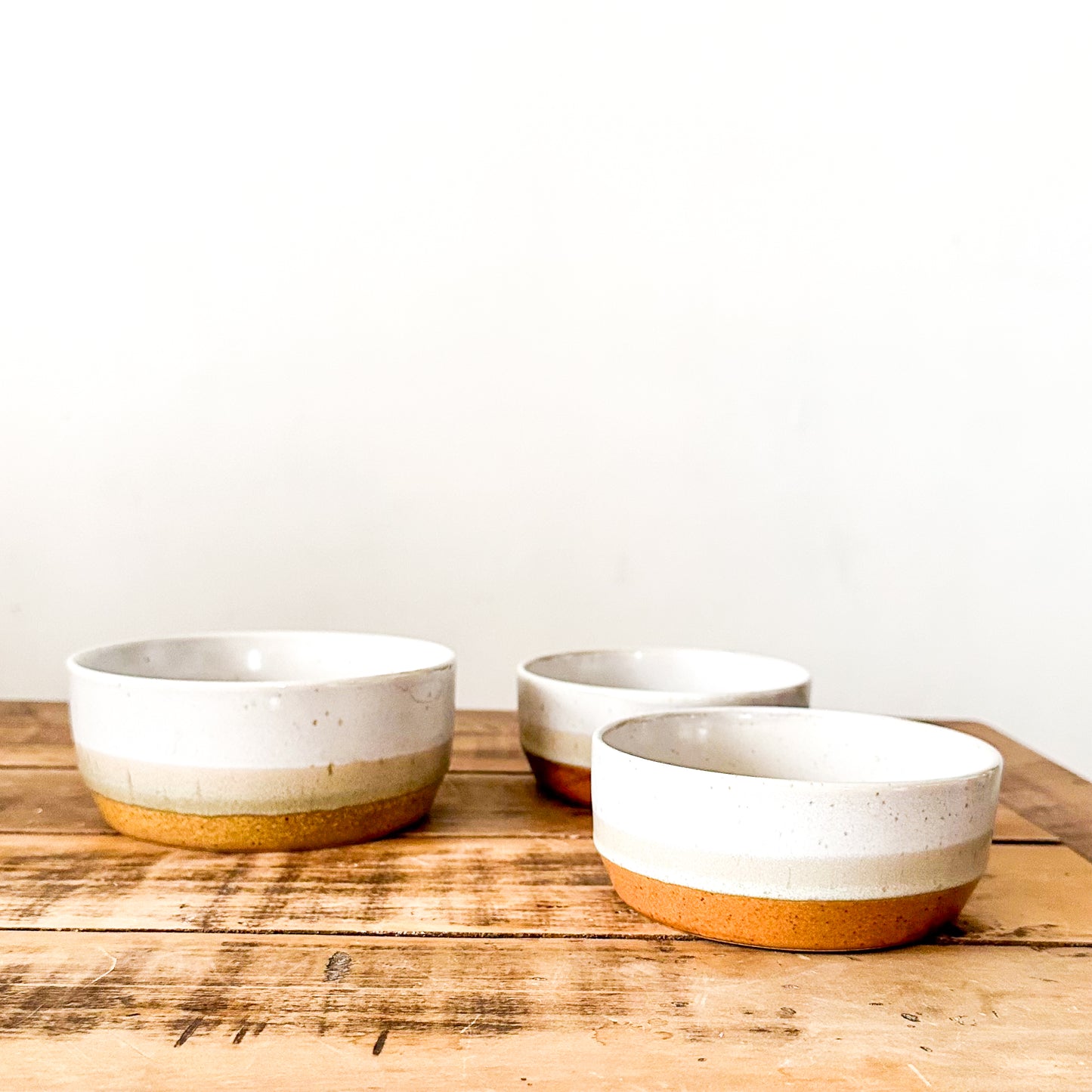 Set 3 Bowls Cerámica Rústica Bicolor - Diseño Artesanal Bowl Frank Home Chile