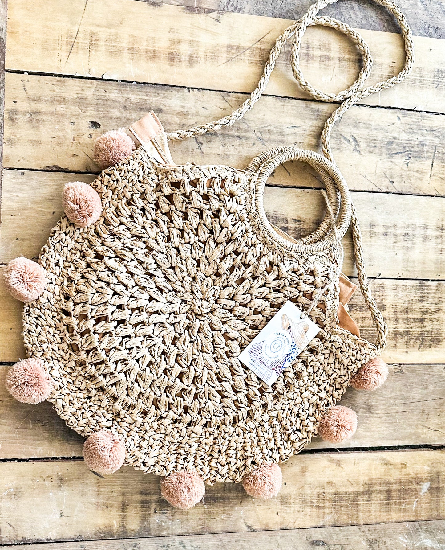 Bolso Playa Tejido Rafia Pompones Bolso Frank Home Chile