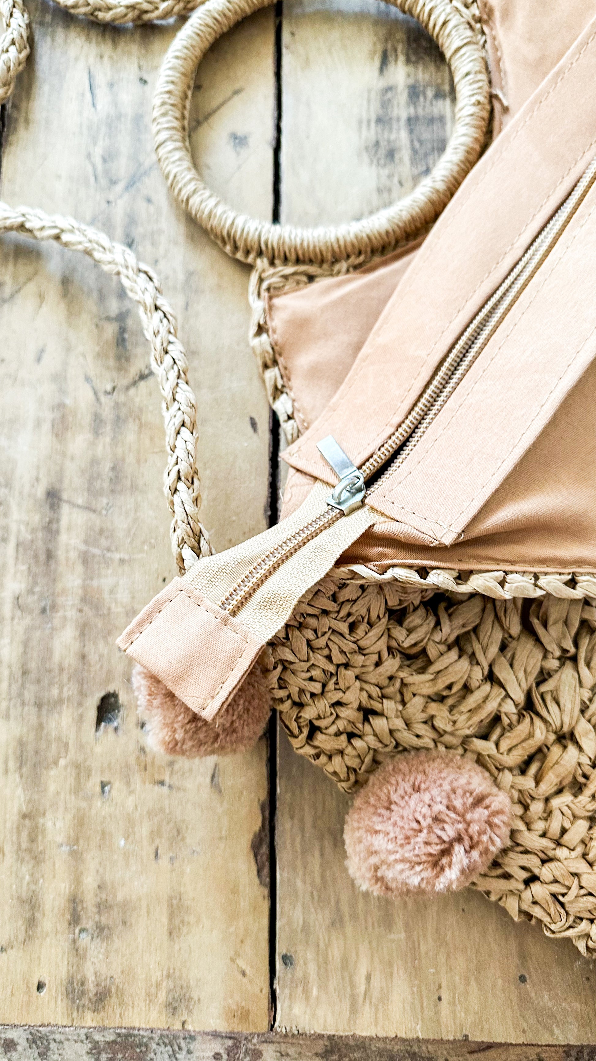 Bolso Playa Tejido Rafia Pompones Bolso Frank Home Chile