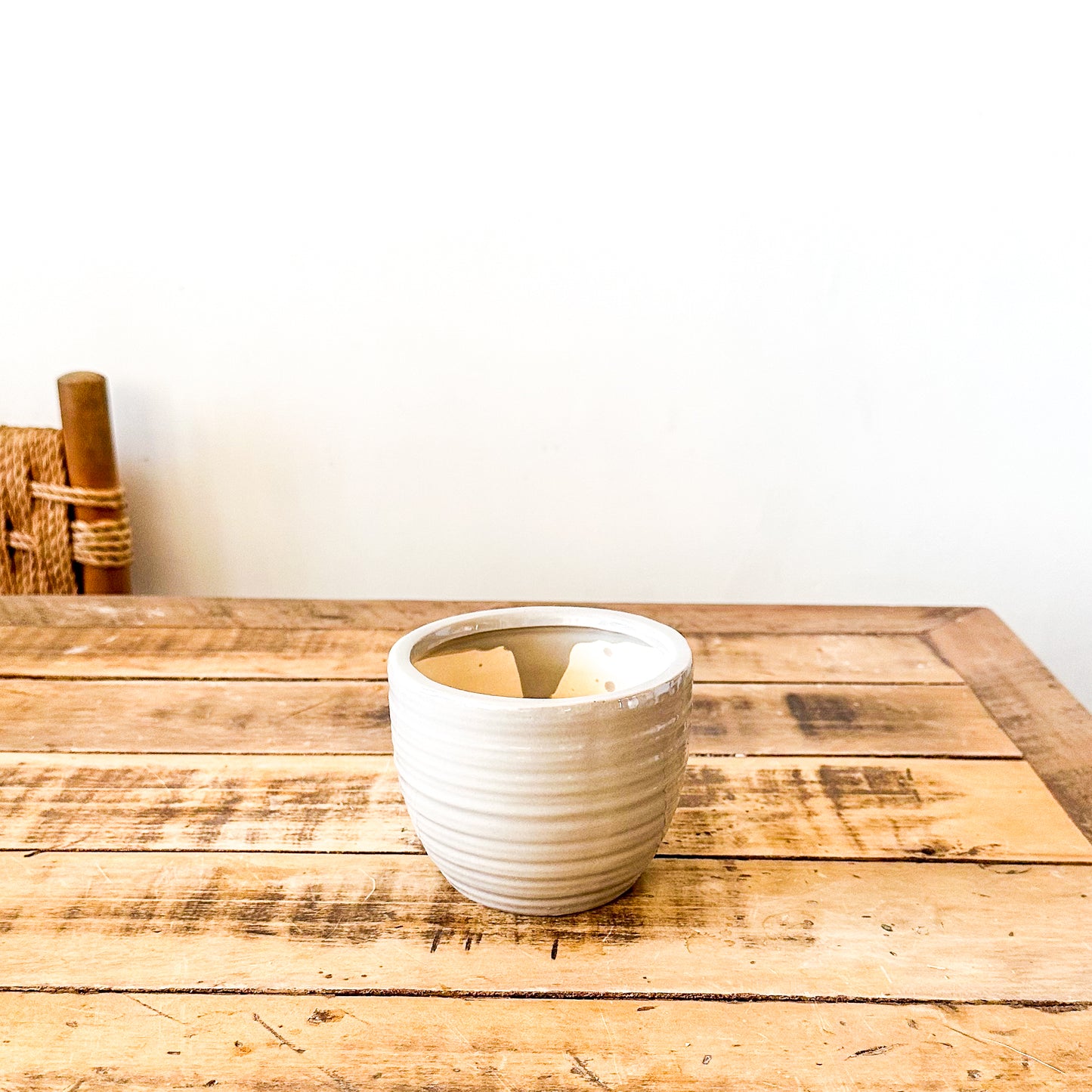 Porta Macetero Cerámica Esmaltada Gris - Diseño Moderno Porta Macetero Frank Home Chile