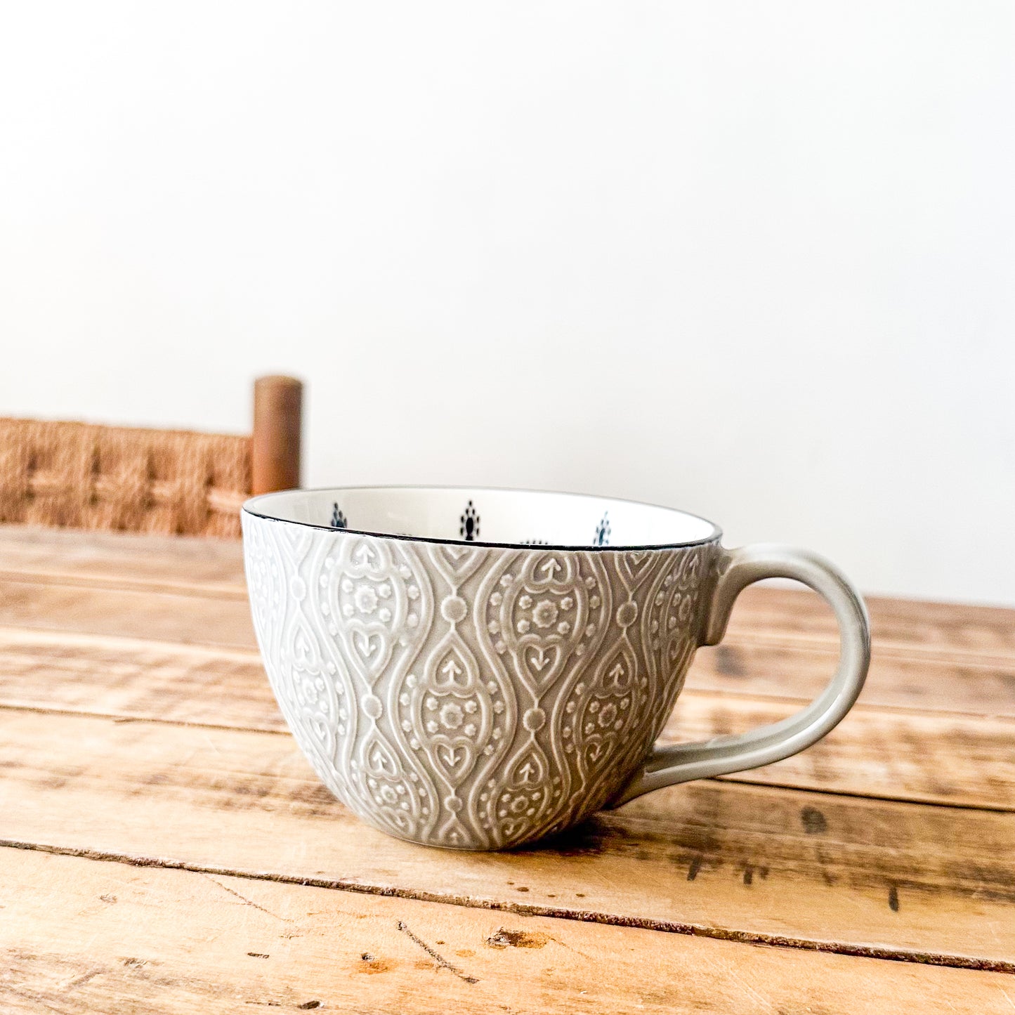 Taza Cerámica Texturada Mandala Gris 11.5cm Taza Frank Home Chile