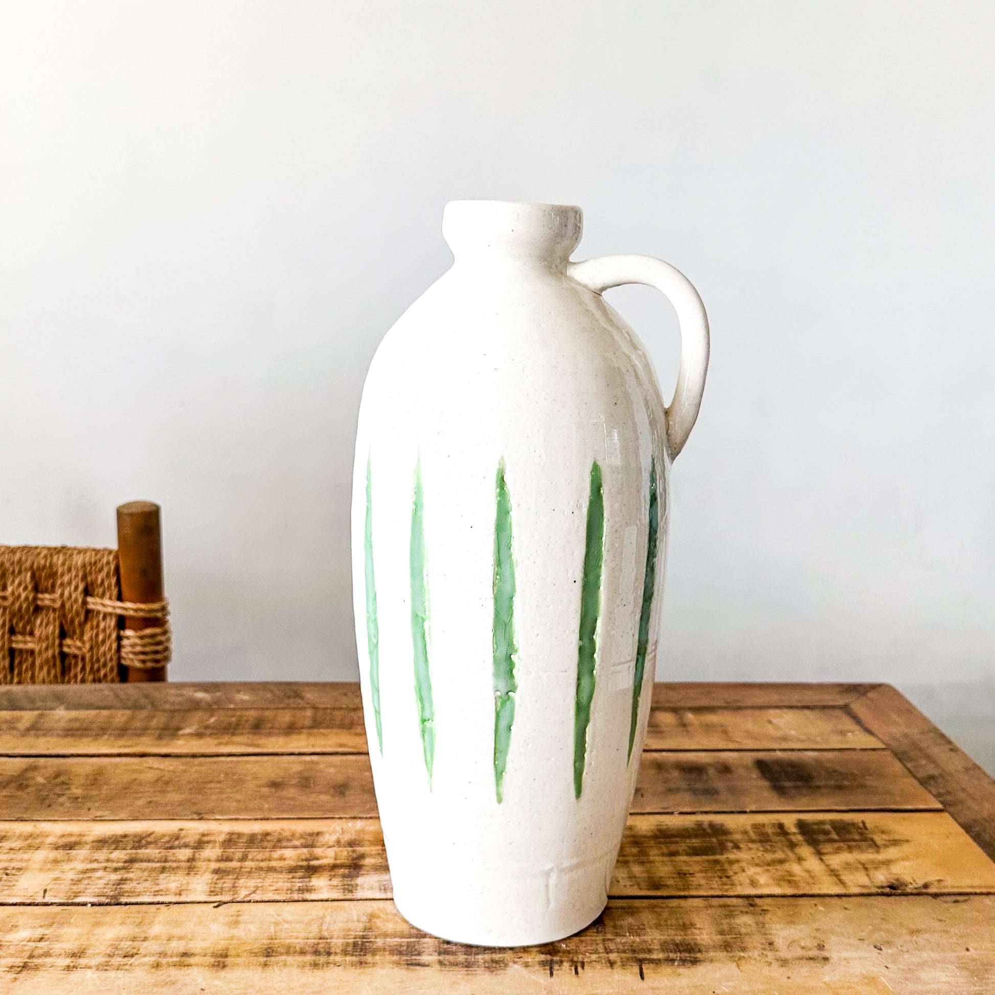 Jarrón Cerámica Blanca Rústica Esmaltada 37cm Jarrón Frank Home Chile