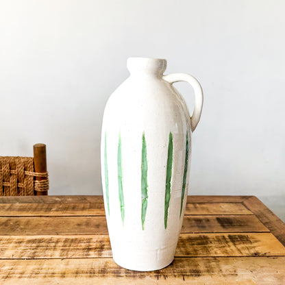 Jarrón Cerámica Blanca Rústica Esmaltada 37cm Jarrón Frank Home Chile