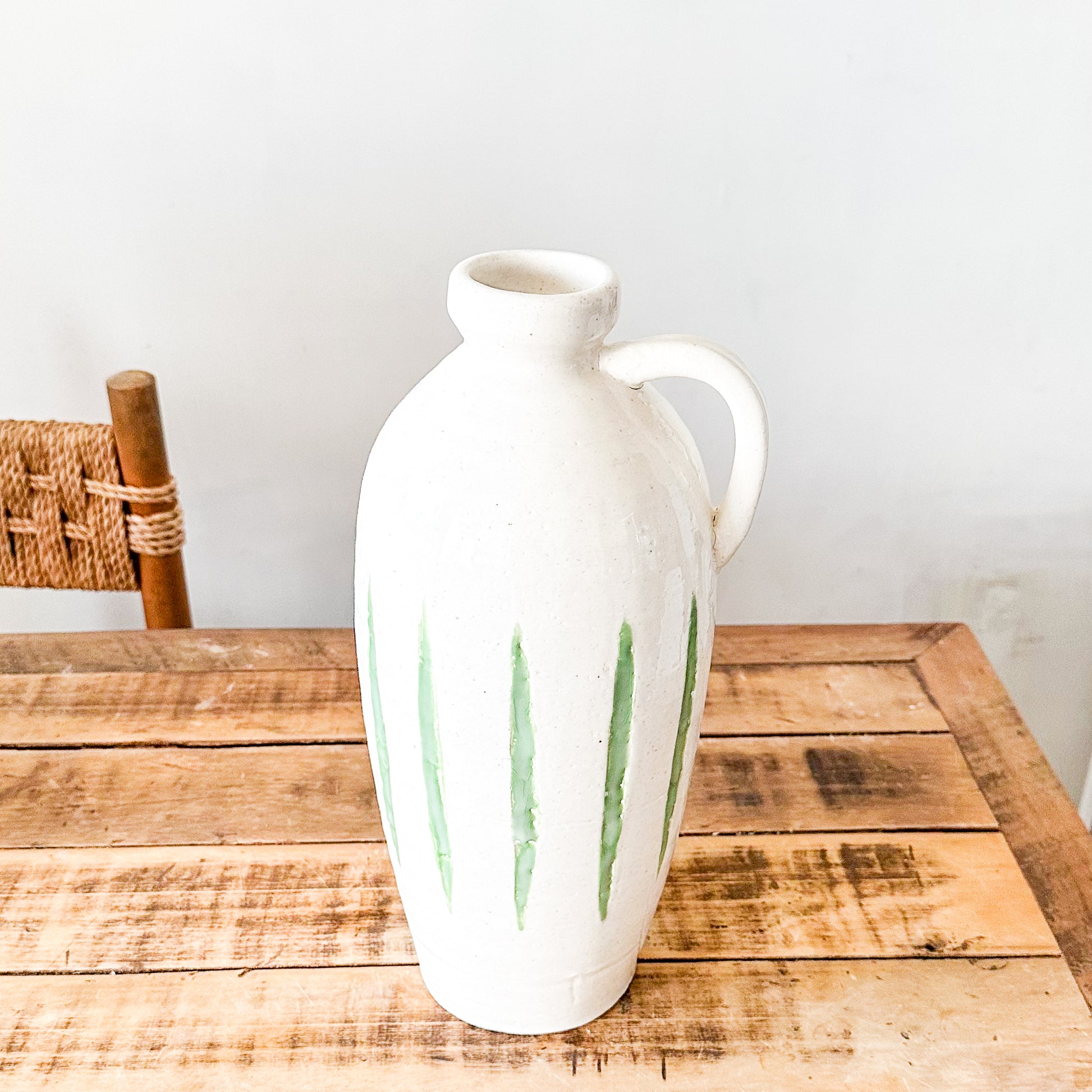Jarrón Cerámica Blanca Rústica Esmaltada 37cm Jarrón Frank Home Chile