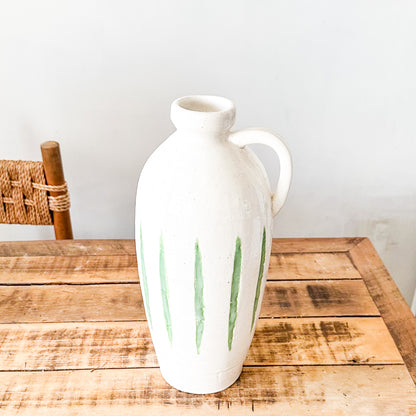 Jarrón Cerámica Blanca Rústica Esmaltada 37cm Jarrón Frank Home Chile