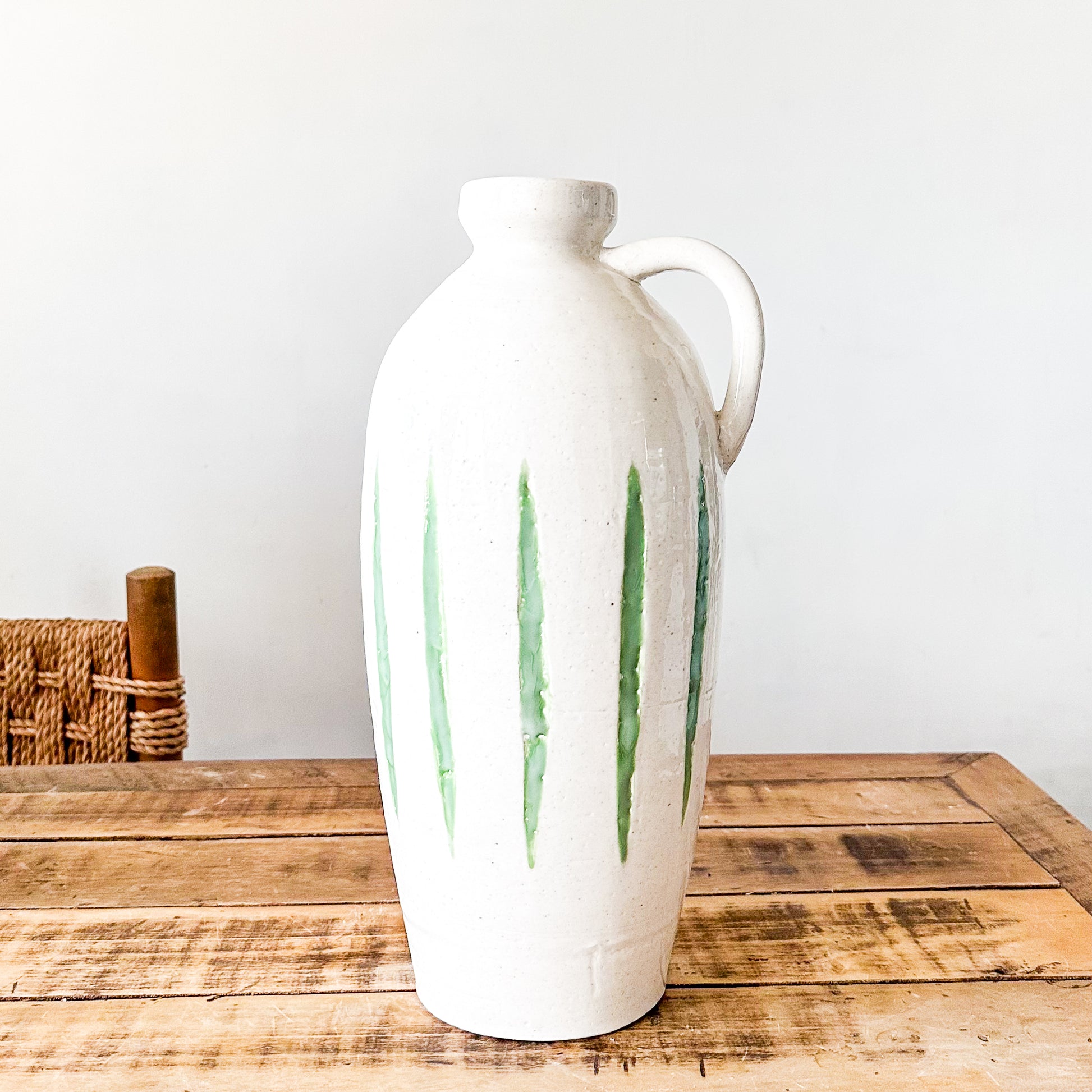 Jarrón Cerámica Blanca Rústica Esmaltada 37cm Jarrón Frank Home Chile