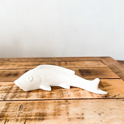 Pez Cerámica Esmaltada Blanca Adorno Frank Home Chile