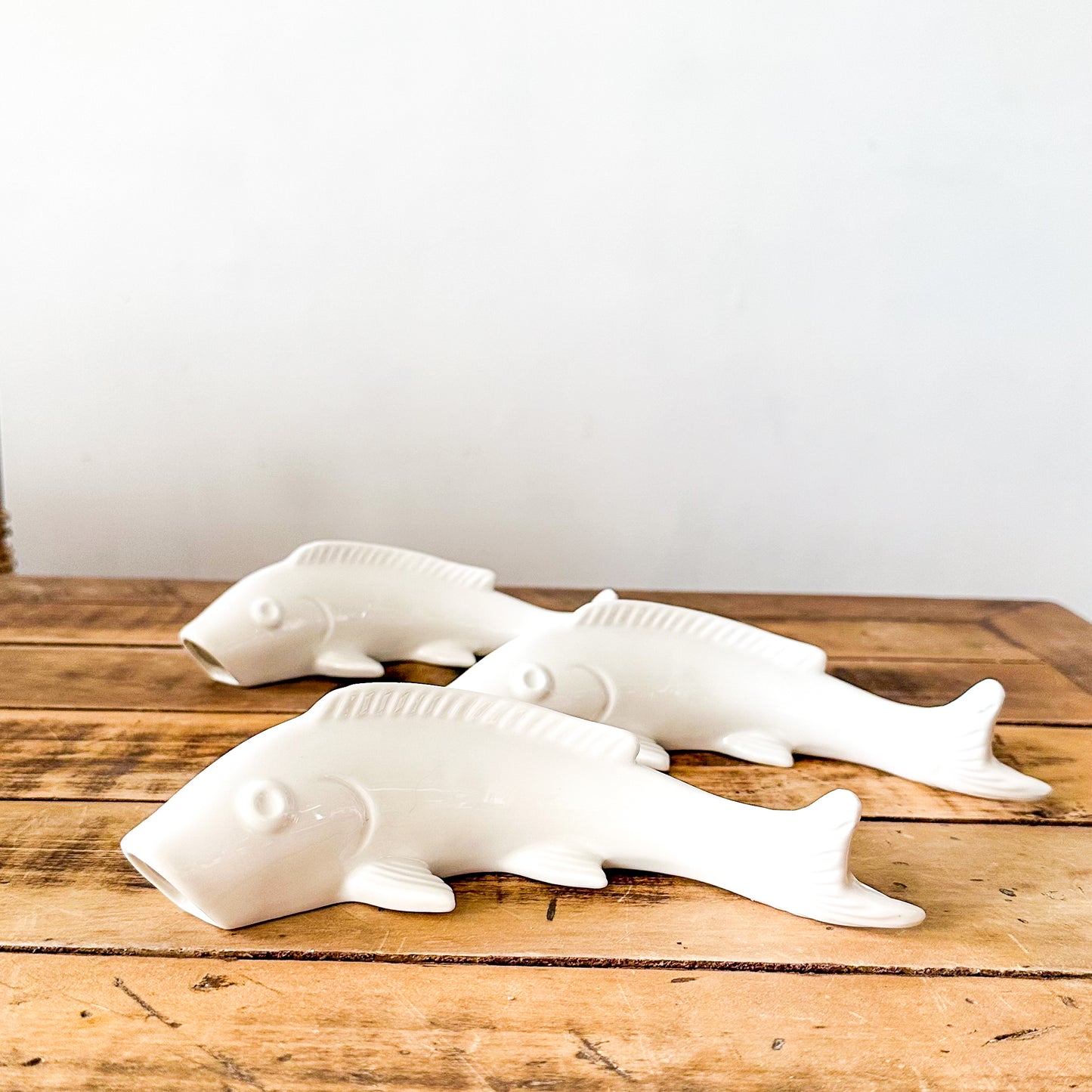 Pez Cerámica Esmaltada Blanca Adorno Frank Home Chile