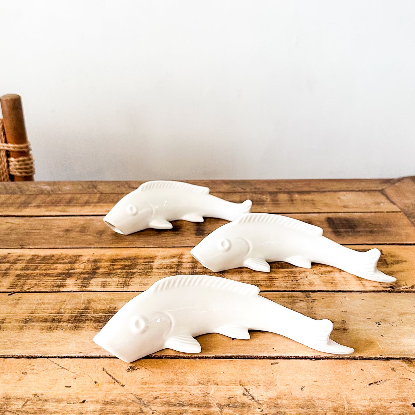 Pez Cerámica Esmaltada Blanca Adorno Frank Home Chile