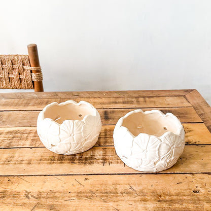 Porta Macetero Cerámica Flores - Diseño Artesanal Decorativo Porta Macetero Frank Home Chile