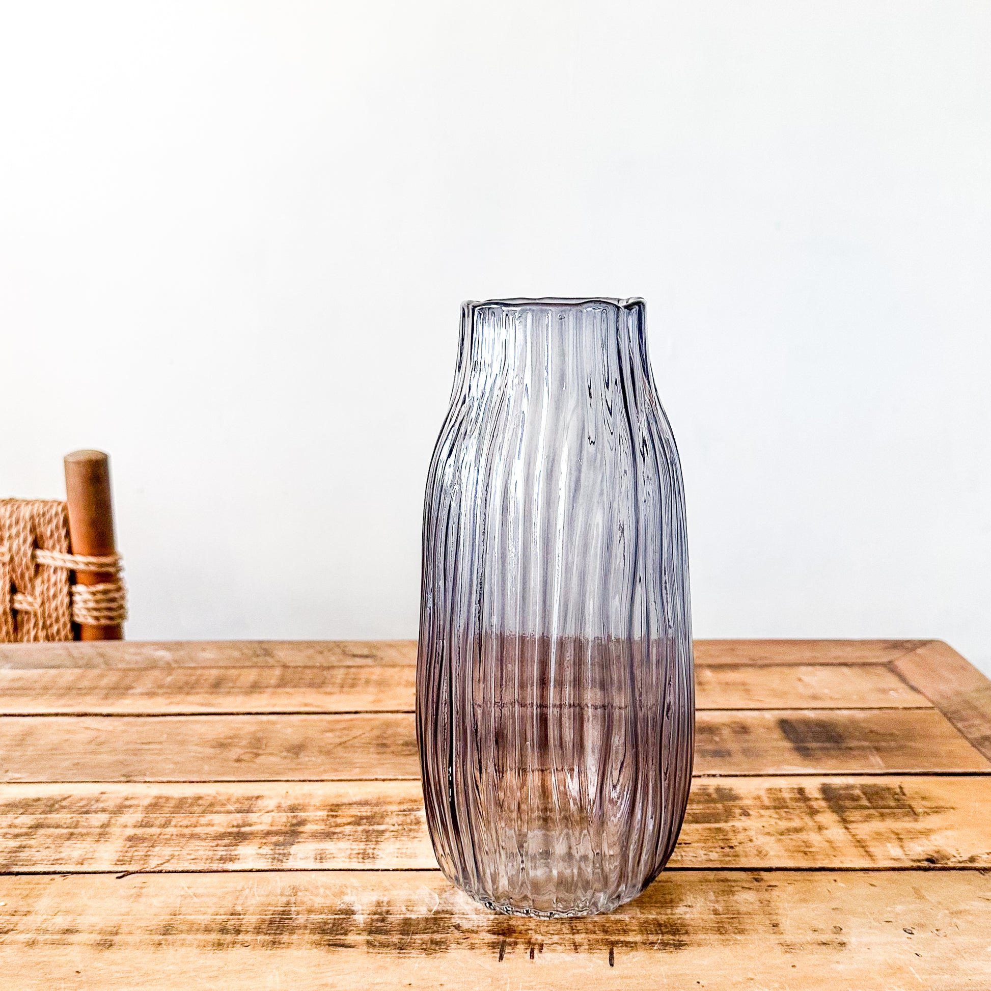 Florero Vidrio Labrado Azul - Diseño Artesanal Decorativo Florero Frank Home Chile