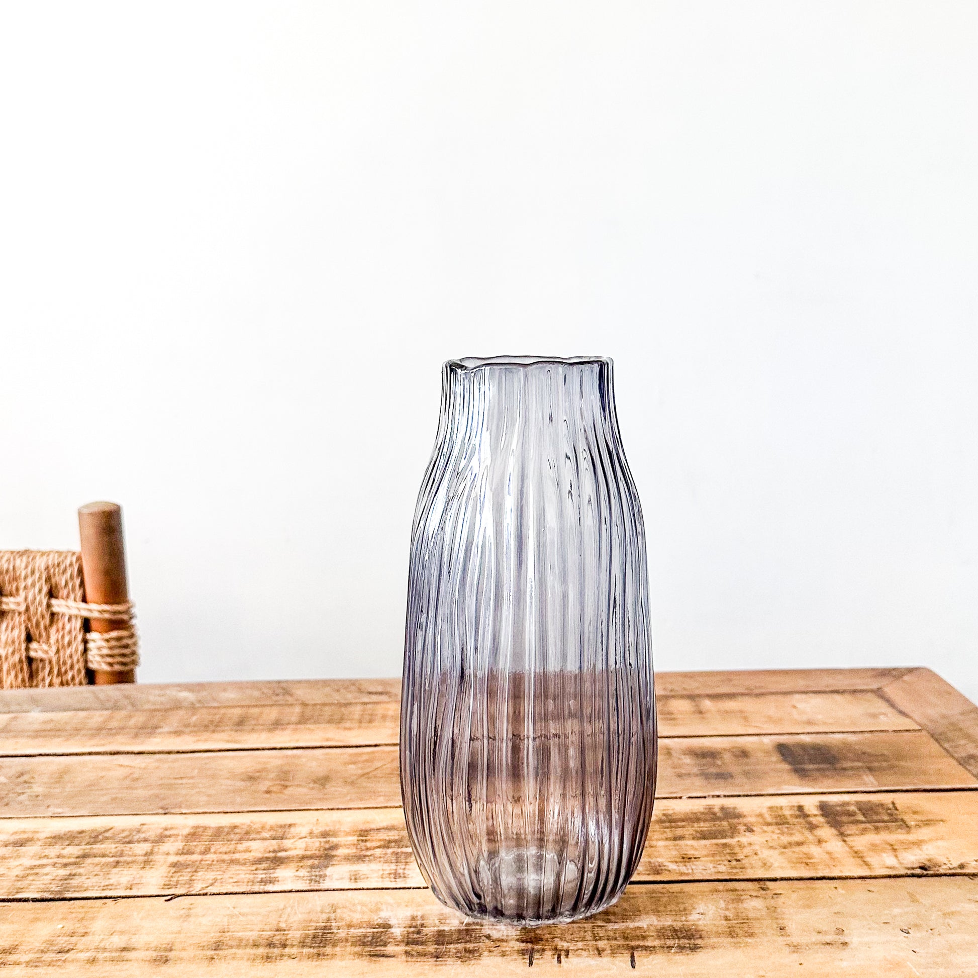 Florero Vidrio Labrado Azul - Diseño Artesanal Decorativo Florero Frank Home Chile