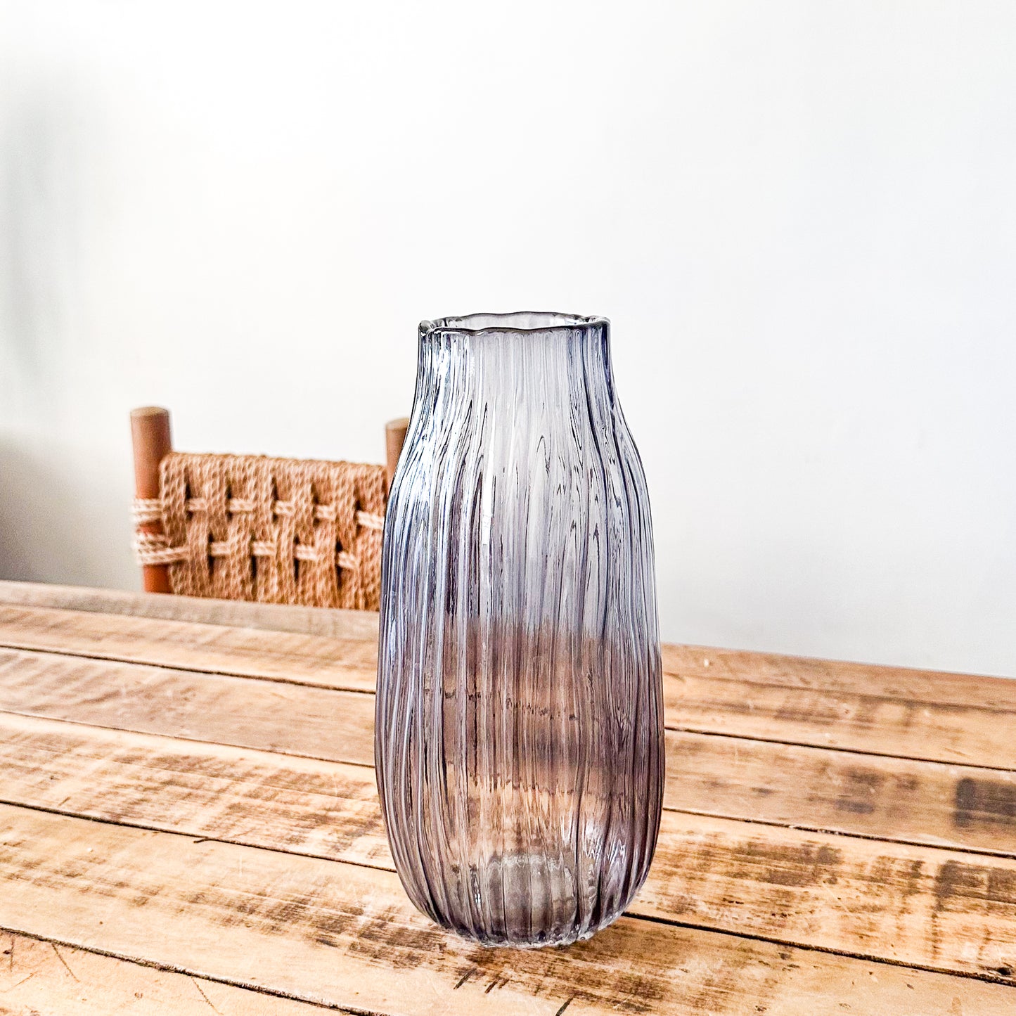 Florero Vidrio Labrado Azul - Diseño Artesanal Decorativo Florero Frank Home Chile